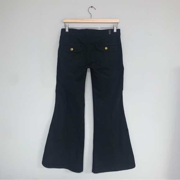 7 For All Mankind Flare Jeans Women's Size 27 Black Stretch  Low Waisted Zippers - Picture 7 of 11